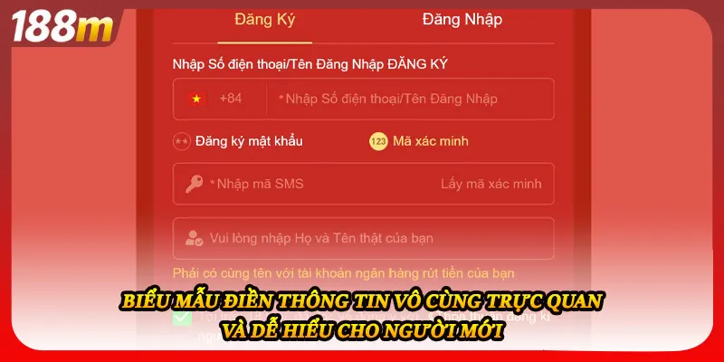 Biểu mẫu điền thông tin vô cùng trực quan và dễ hiểu cho người mới